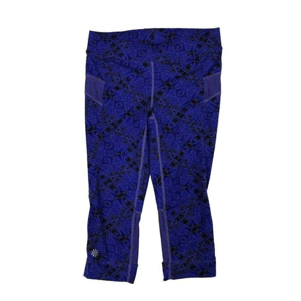Athleta Dobby Be Free Knickers Leggings Size XS Capri Mesh Panels Zip Pocket